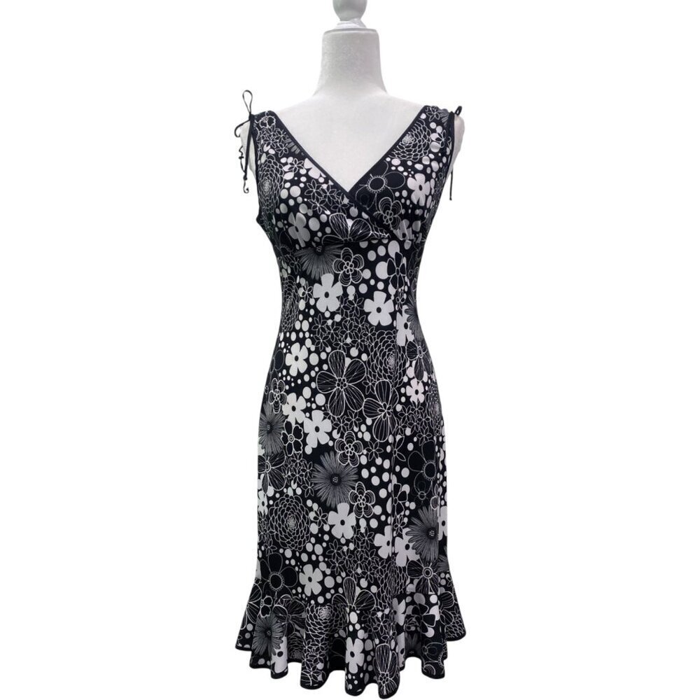 VTG City Triangles Sheath Knee Length Dress Women's Medium Black Floral